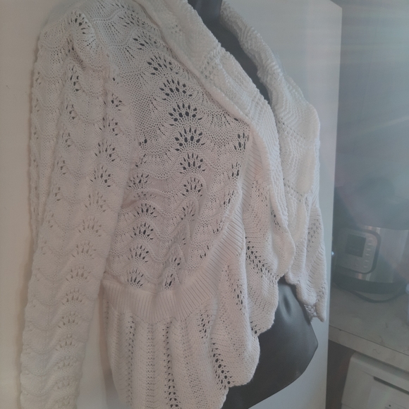 Women's Cropped Cardigan Large White - Picture 6 of 6